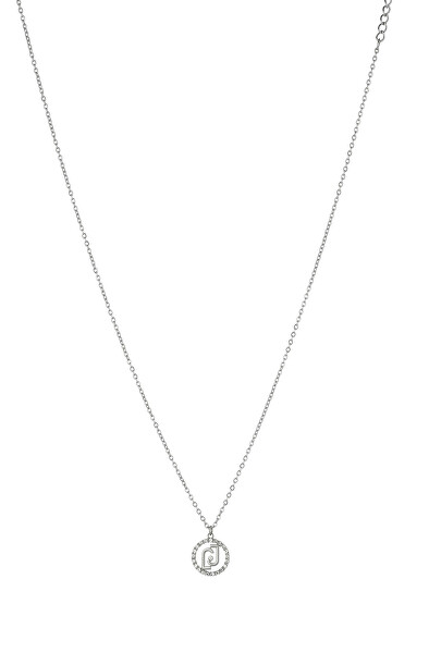 Třpytivý ocelový náhrdelník s krystaly LJ1577