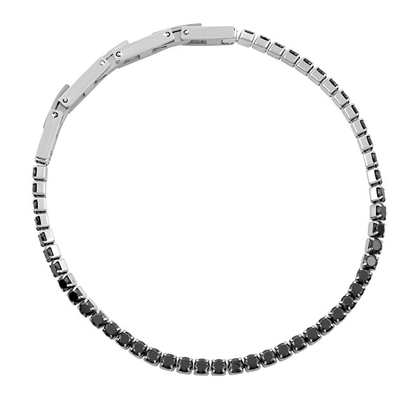Glitzerndes Stahlarmband mit schwarzen Kristallen MLJ338
