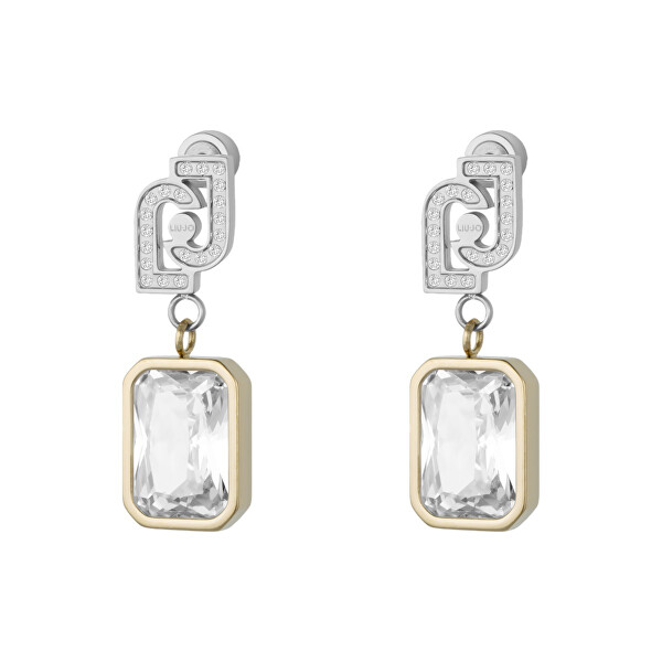 Třpytivé visací bicolor náušnice z oceli LJ3093