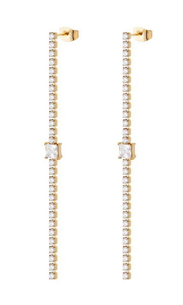 Visací pozlacené náušnice s krystaly LJ3035