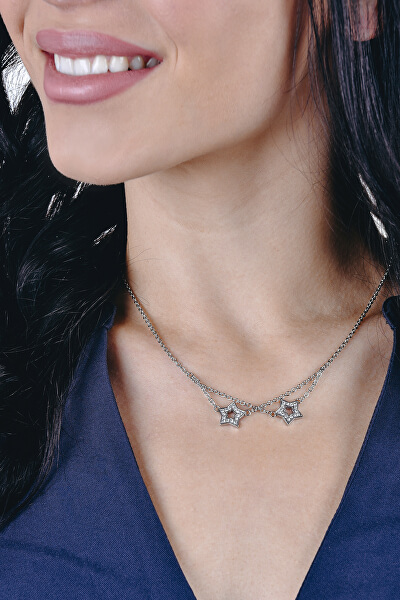 Stern-Halskette mit Kristallen LS1885-1/1