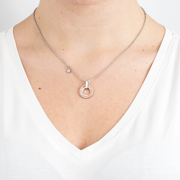 Ocelový náhrdelník s bicolor přívěskem Woman Basic LS2176-1/3