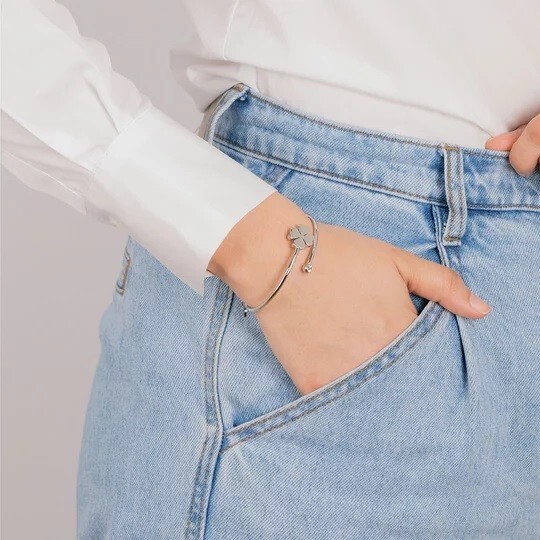 Pevný ocelový náramek Čtyřlístek LS2169-2/5