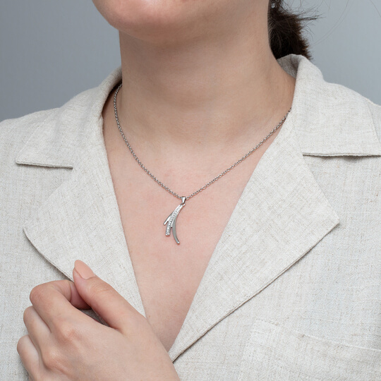 Pôvabný oceľový náhrdelník so zirkónmi Woman Basic LS1949-1 / 1