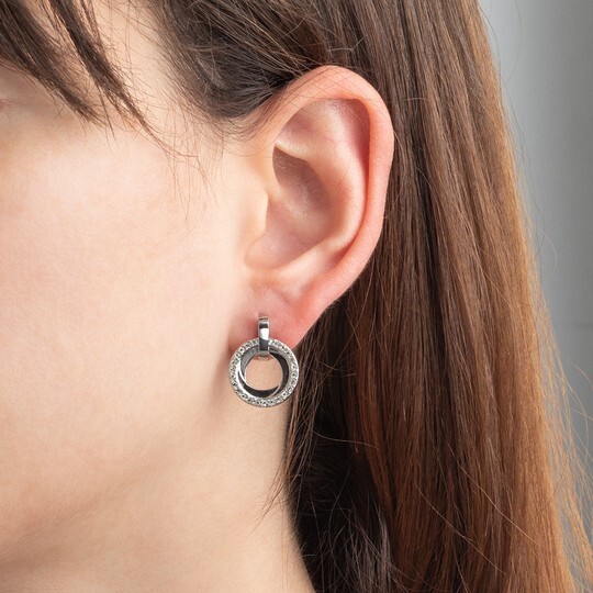 Eleganti orecchini in acciaio con zirconi chiari Woman Basic LS2176-4/1