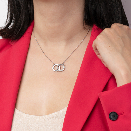 Štýlový oceľový náhrdelník so zirkónmi Woman Basic LS1913-1 / 1