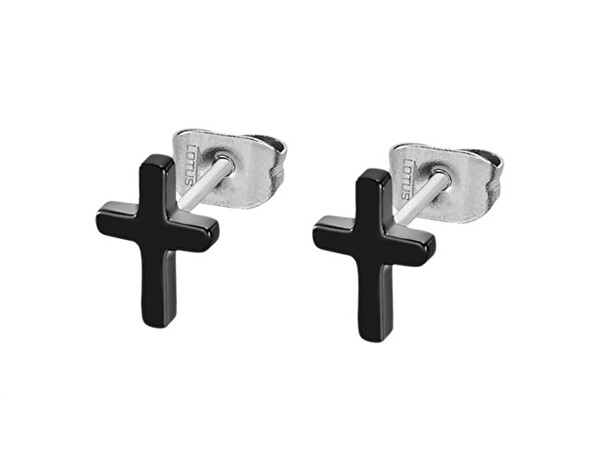 Černé ocelové náušnice Křížek LS2227-4/1