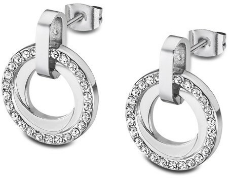 Eleganti orecchini in acciaio con zirconi chiari Woman Basic LS2176-4/1
