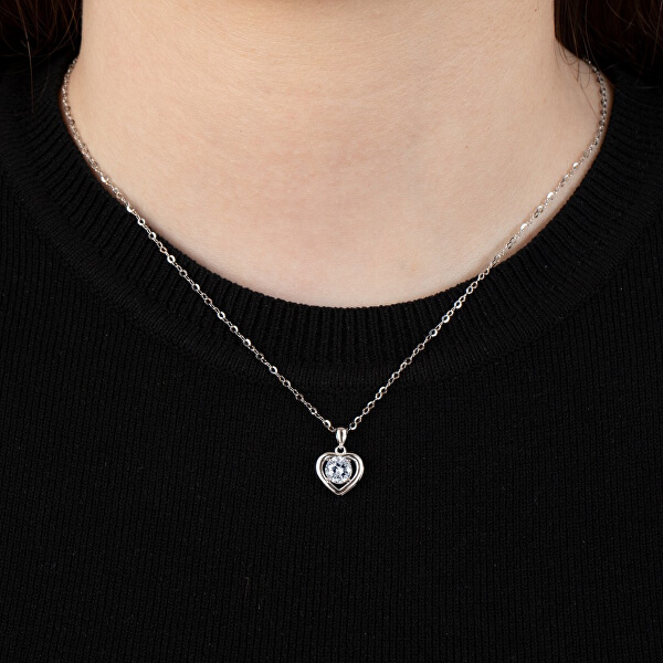 Romantický strieborný náhrdelník so srdiečkom LP3092-1 / 1 (retiazka, prívesok)