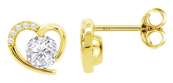 Třpytivé pozlacené náušnice Srdce Moments LP3106-4/4