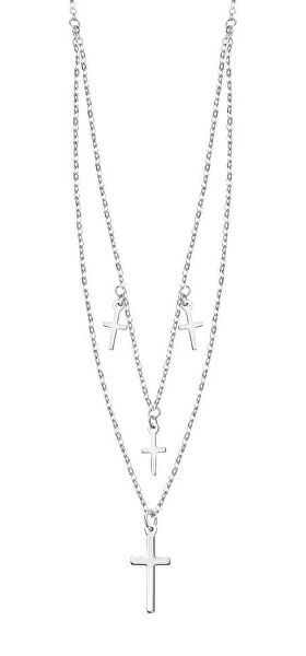 Designový stříbrný náhrdelník s křížky pro ženy LP3256-1/1
