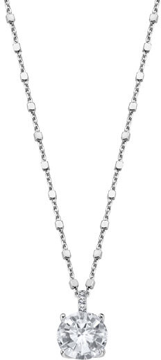 Colier elegant din argint cu zirconi transparenți LP2005-1/1 (lanț, pandantiv)