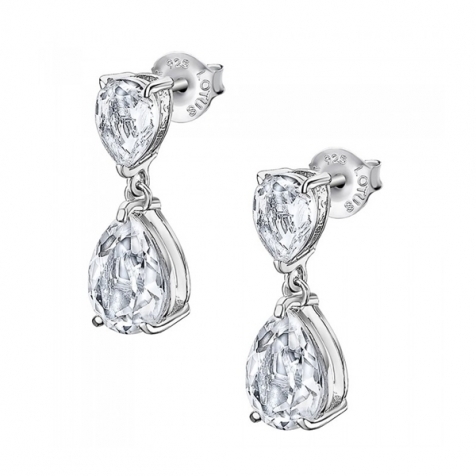 Luxusní stříbrné náušnice s čirými krystaly Swarovski LP2014-4/1