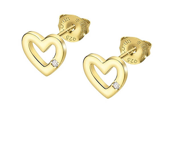 Delicati orecchini placcati oro a forma di cuori LP3217-4/2