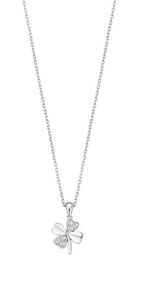 Delicata collana in argento con zirconi trasparenti quadrifoglio LP3108-1/1