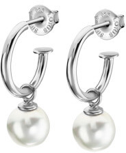 Schöne silberne Ohrringe mit synthetischer Perle LP1883-4 / 1