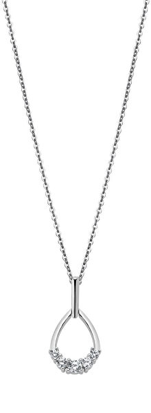 Půvabný stříbrný náhrdelník se zirkony LP3057-1/1 (řetízek, přívěsek)