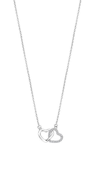 Romantica collana in argento con zirconi trasparenti Cuori LP3093-1/1