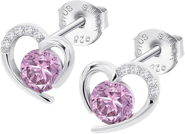 Slušivé stříbrné náušnice Srdce LP3106-4/2