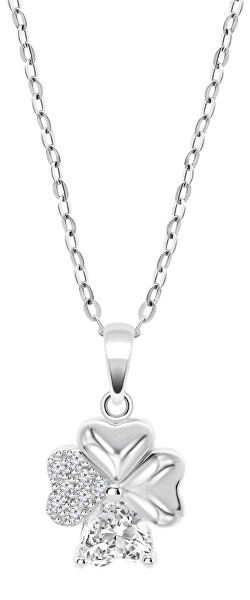 Stříbrný náhrdelník se zirkony Čtyřlístek Mystic LP3851-1/1