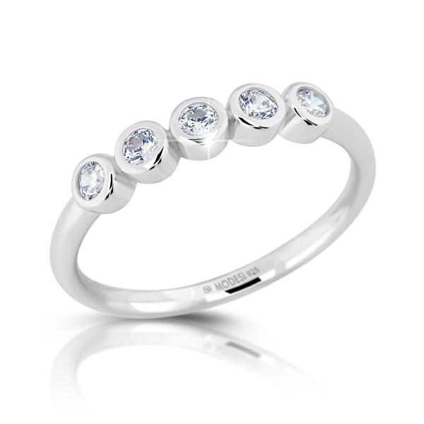 Inel strălucitor din argint cu zirconi M01016