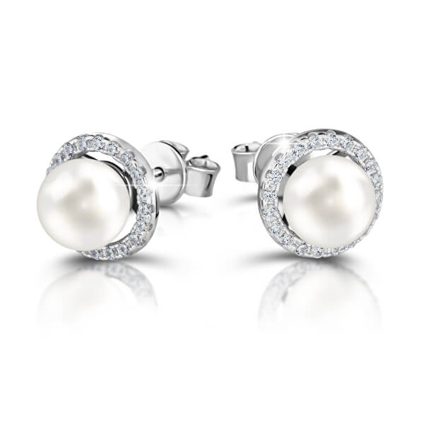 Cercei eleganți din argint cu perle sintetice M23072