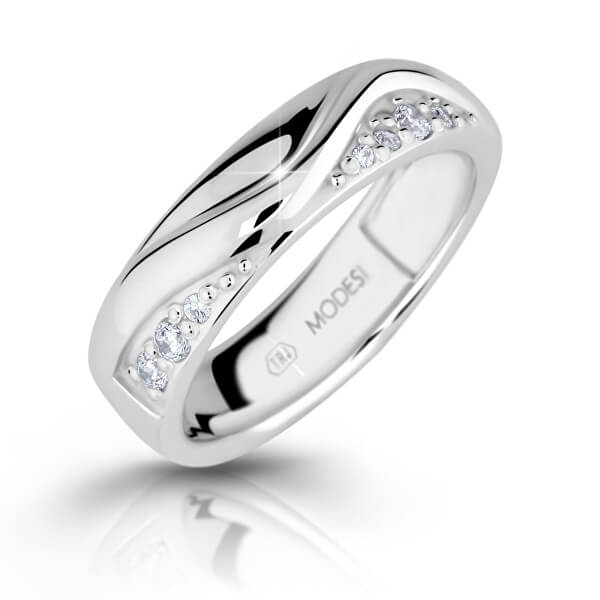 Módní stříbrný prsten se zirkony M16026