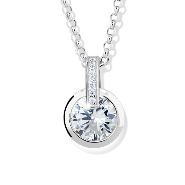 Okouzlující stříbrný náhrdelník se zirkony M41063 (řetízek, přívěsek)