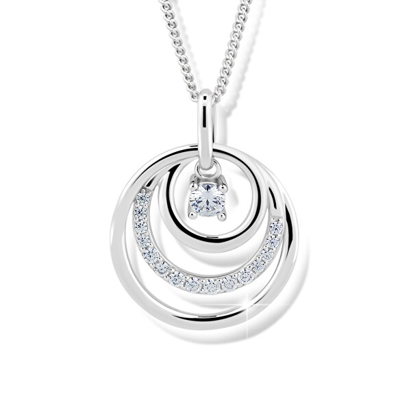 Překrásný náhrdelník ze stříbra J328CZ-W (řetízek, přívěsek)