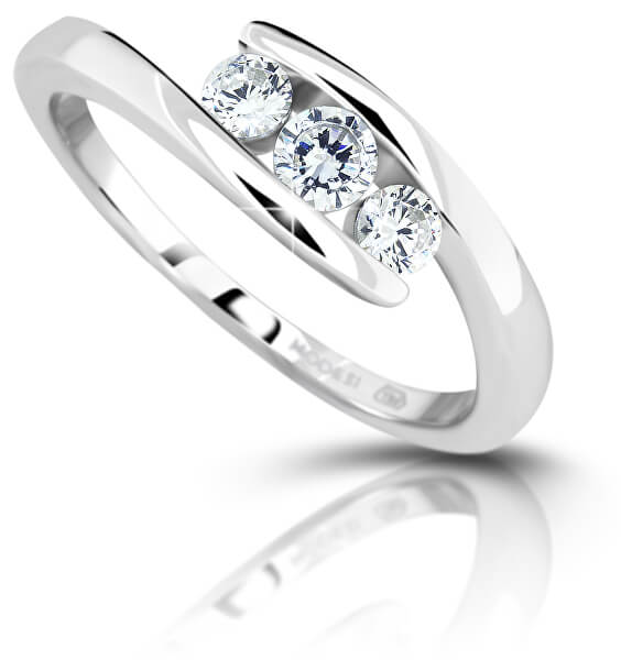 Stříbrný prsten se zirkony M13075 - SLEVA