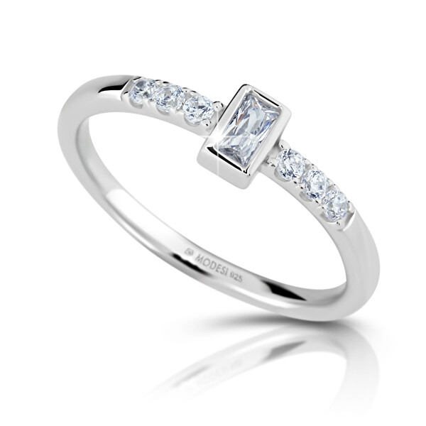 Anello di fidanzamento in argento con zirconi M01015