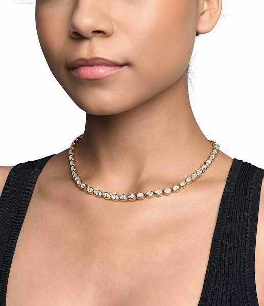 Luxusní pozlacený náhrdelník s kubickými zirkony Bezel MKJ8469710