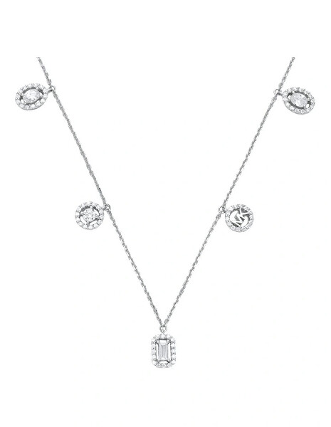 Třpytivý stříbrný náhrdelník se zirkony Premium MKC1822040