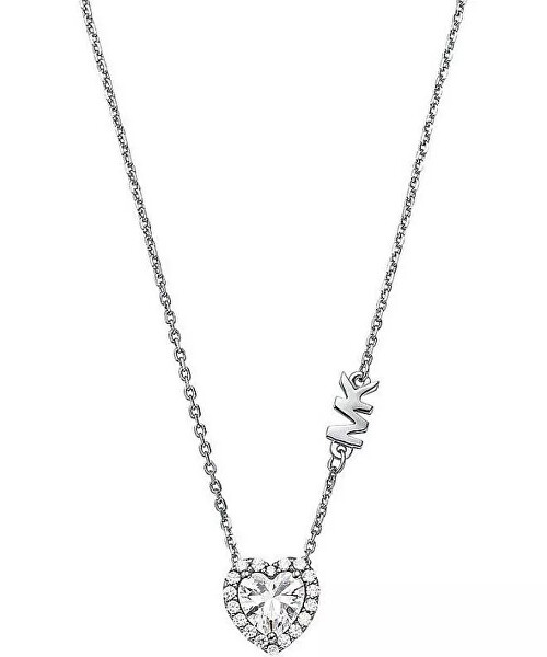 Něžný stříbrný náhrdelník se zirkony Pavé Heart MKC1520AN040