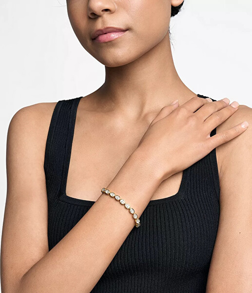 Oslnivý pozlacený náramek s kubickými zirkony Bezel MKJ8470710