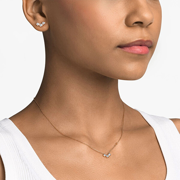 Pozlacená souprava stříbrných šperků MKC1766SET (náhrdelník, náušnice)