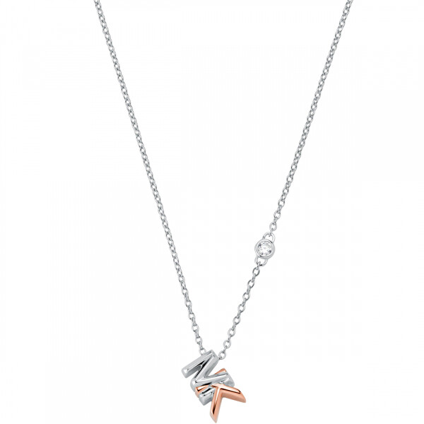 Stříbrný bicolor náhrdelník s logem Premium MKC1537AN931 (řetízek, přívěsek)