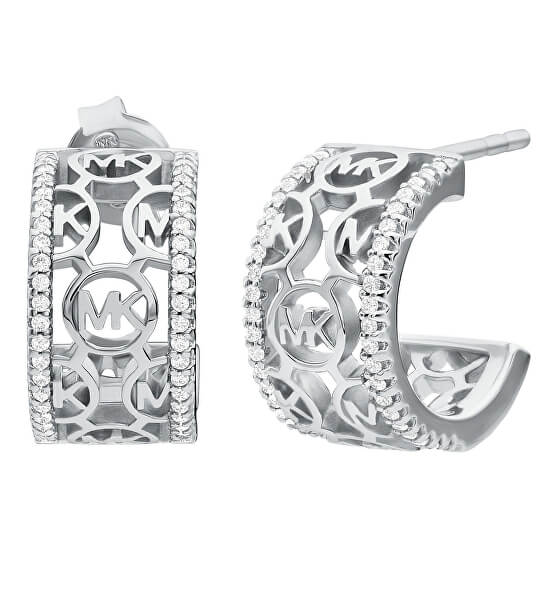Luxusní kruhové náušnice ze stříbra se zirkony MKC1476AN040