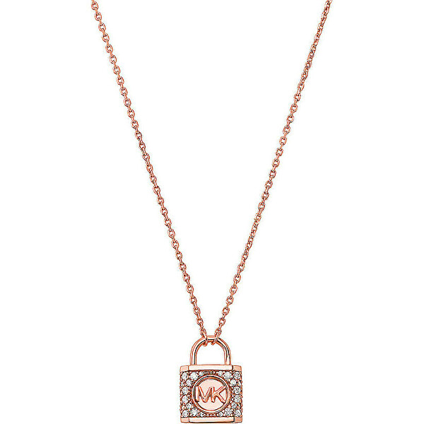 Originální bronzový náhrdelník se zirkony Kors MK MKC1629AN791 (řetízek, přívěsek)