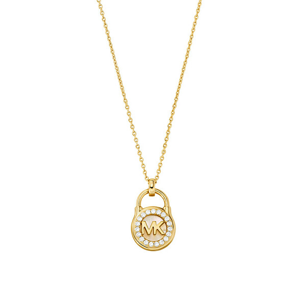 Pozlacený náhrdelník s třpytivým přívěskem Premium MKC1562AH710 (řetízek, přívěsek)