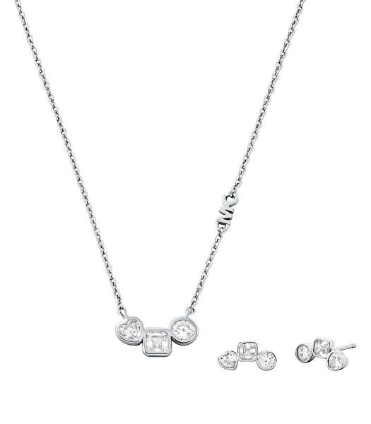 Půvabná souprava stříbrných šperků MKC1767SET (náhrdelník, náušnice)