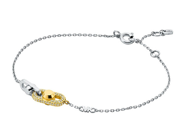 Stříbrný bicolor náramek se zirkony Astor Link MKC1737CZ931
