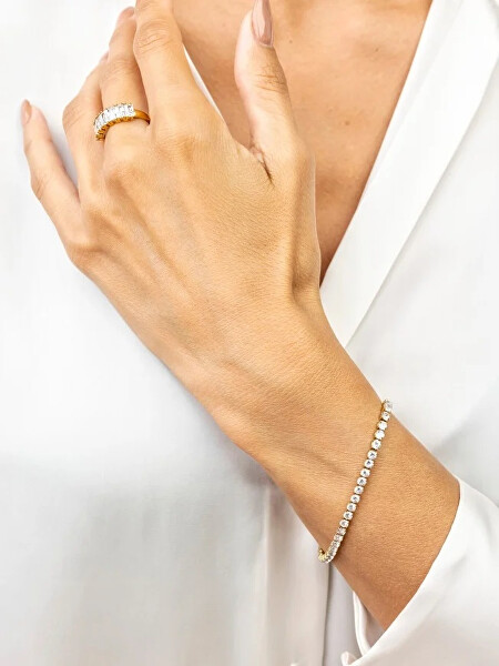 Anello scintillante placcato in oro con zirconi Leila White Ring MCR23061G