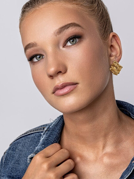 Fashion pozlacené náušnice z oceli MCE24015G