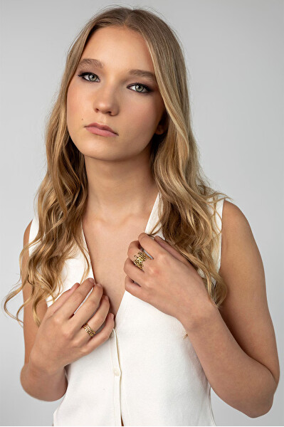 Jedinečný otevřený prsten z pozlacené oceli MCR250351G