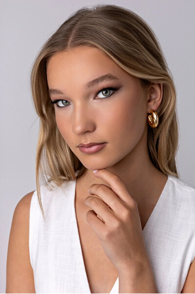 Moderní pozlacené kruhy Celeste Gold Earrings MCE250192G