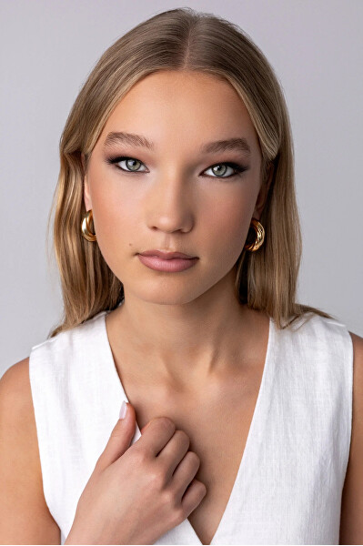 Moderní pozlacené kruhy Celeste Gold Earrings MCE250192G