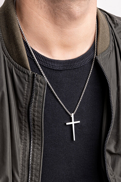Nadčasový ocelový náhrdelník Kříž MCGN5048S
