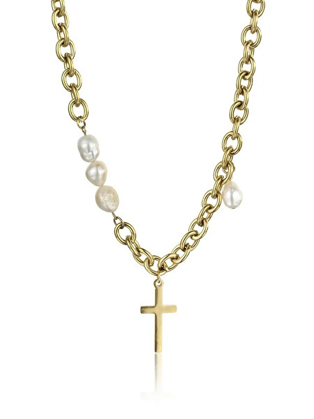 Originální pozlacený náhrdelník s křížkem Teagan Gold Necklace MCN23101G