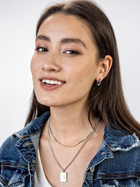 Ocelové kruhové náušnice Everly Silver Earrings MCE23023S